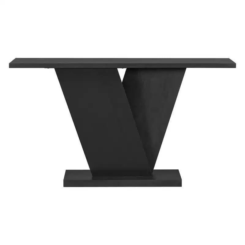 Console d'entrée V-Base, table de couloir d'appoint, table basse fine avec placage en bois naturel, polyvalence classique