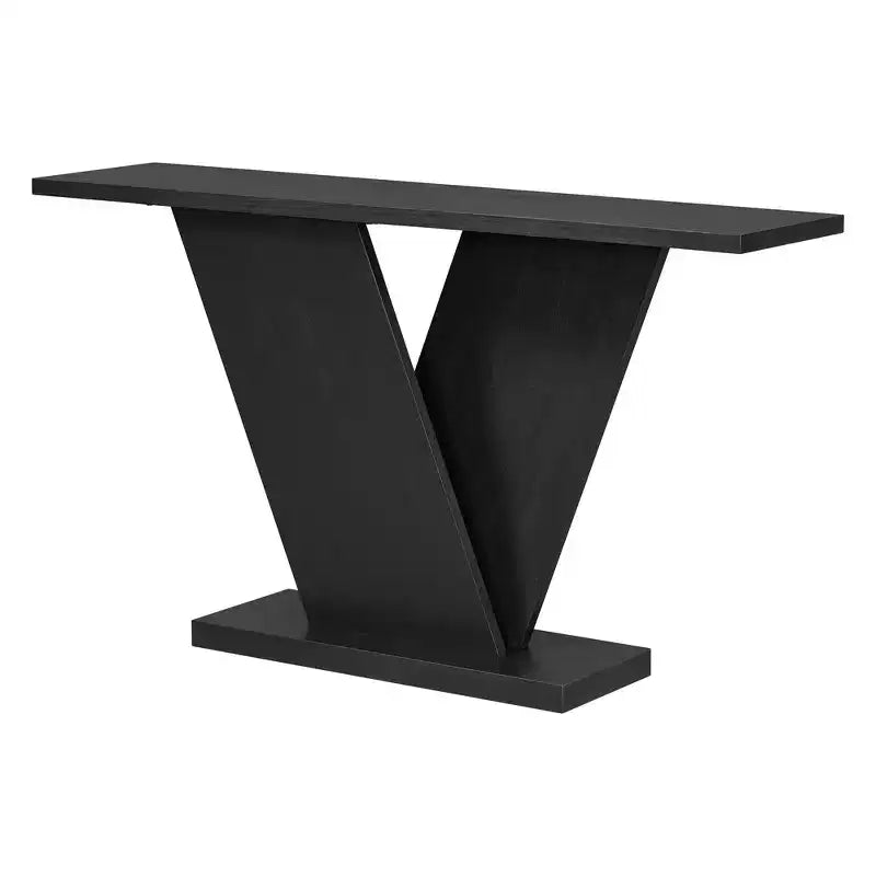 Console d'entrée V-Base, table de couloir d'appoint, table basse fine avec placage en bois naturel, polyvalence classique