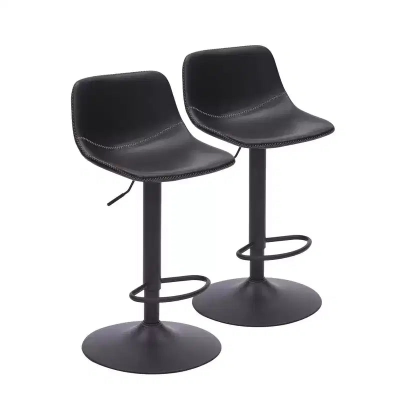Lot de 2 tabourets de bar pivotants réglables, chaises de comptoir industrielles en cuir PU de style Mid-Century pour îlot de cuisine