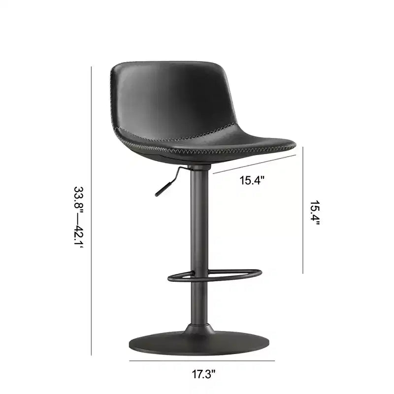 Lot de 2 tabourets de bar pivotants réglables, chaises de comptoir industrielles en cuir PU de style Mid-Century pour îlot de cuisine