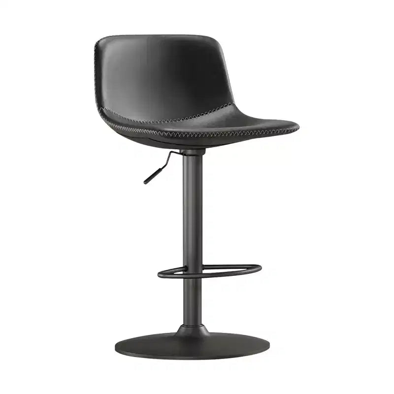 Lot de 2 tabourets de bar pivotants réglables, chaises de comptoir industrielles en cuir PU de style Mid-Century pour îlot de cuisine