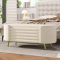 48 Modern End-of-Bed Storage Bench with Gold Metal Legs, Oval Entryway Bench with Storage for Living Room, Bedroom, or Entryway-Panipeachy