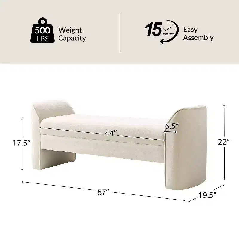 Banc en tissu chenille | BEIGE