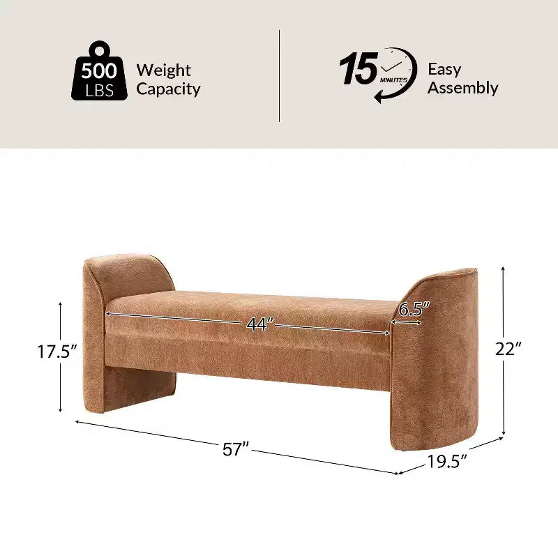 Banc en tissu chenille | BEIGE
