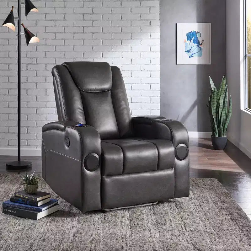 Fauteuil d'appoint avec chargeur USB/sans fil et haut-parleur - Gris