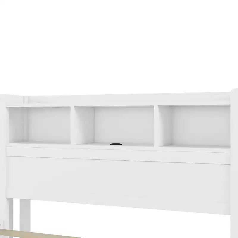 Cadre de lit double, Lit en bois avec tête de lit de rangement et armoire de rangement coulissante, Tiroirs